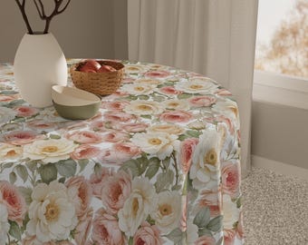 Country Roses Tablecloth, French Country Dining Table Decor