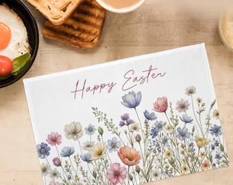 Spring Field Flowers Easter Placemat, Pack of 4, 6 or 8 Items, Easter Table Decor