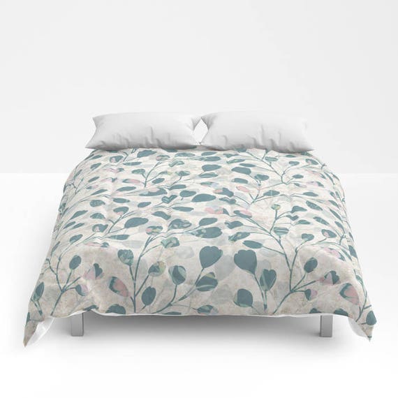 Pastel Leaves Duvet Cover or Comforter Shams Leaf Green Etsy