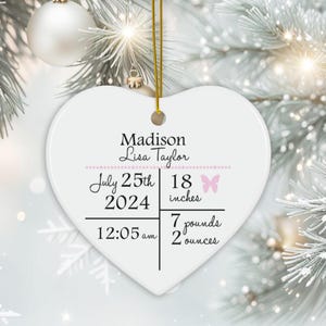 Personalized Baby&#39;s First Christmas Ornament, Birth Stats Keepsake