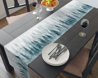 Winter Forest Table Runner: Personalized Christmas Pine Tree Decor