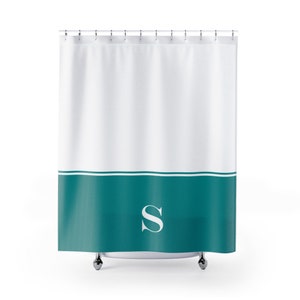 Custom Monogram Shower Curtain, Personalized Bathroom Decor (71x74 inches)