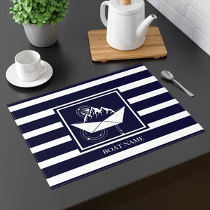 Personalized Nautical Placemat, Boat Name, Marine Symbols, Beach Cottage Decor