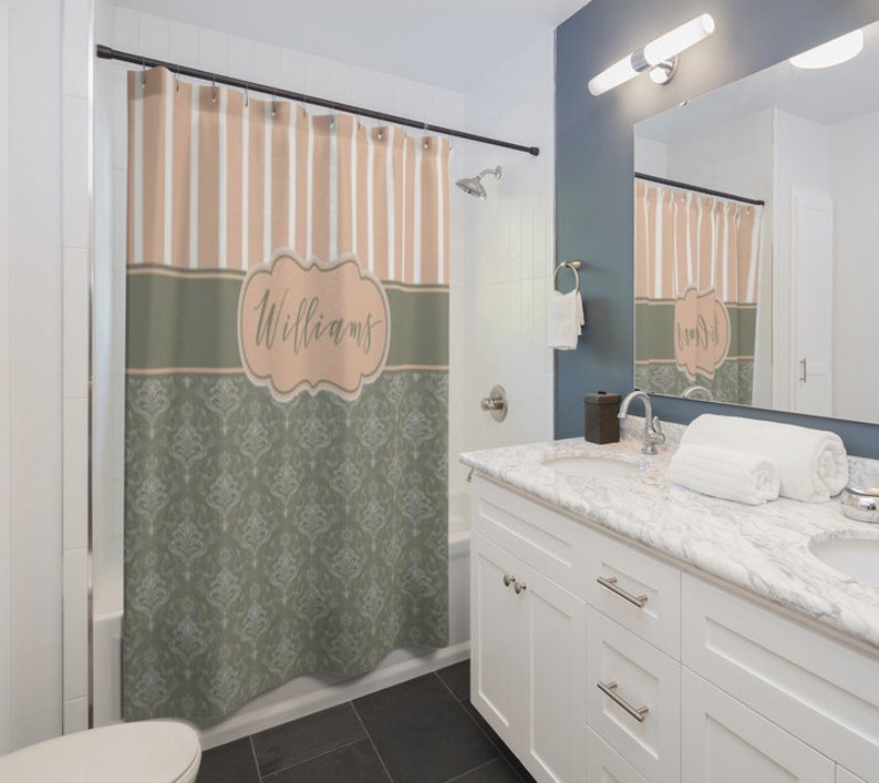 Custom Colors and Name Shower Curtain 71 X 74 Etsy