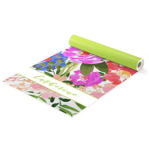 Personalized Floral Yoga Mat, Custom Name Exercise Mat