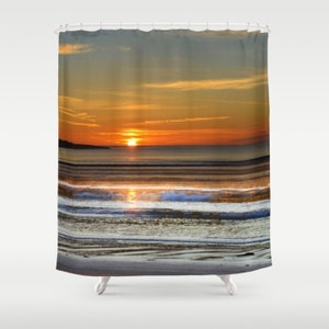 Magical Sunset Shower Curtain, Colorful Beach Decor (71x74)