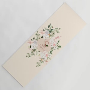 Personalized Floral Yoga Mat, Custom Name Monogram, Pilates Exercise Mat
