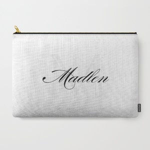 Carry-All Pouch - Classic with Name  - Canvas-like fabric, Travel, Pocket, Traveler, Custom, Carry, Cosmetic, Make-up, Gift, Name, Monogram