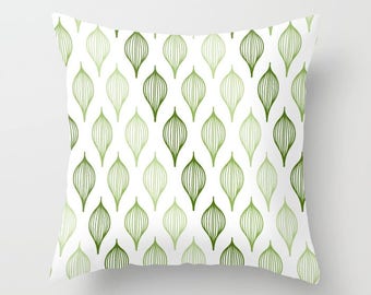 Green Geometric Throw Pillow Cover, Double-Sided Print, Indoor/Outdoor