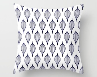 Navy Blue Geometric Throw Pillow Cover, Double-Sided Print