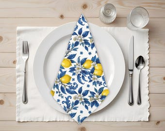 Lemons Luncheon or Dinner Napkins, Thanksgiving Elegant Table Decor, Summer Table Settings