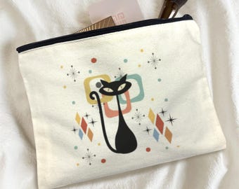 Atomic Cat Personalized Bridesmaid Gift Pouch, Toiletry Canvas Bag, Set of 2, 4, 6, 8 Pouches