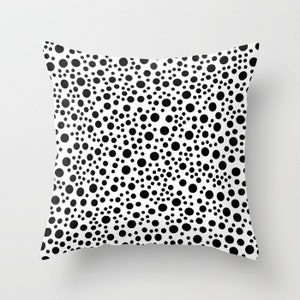Black and White Polka Dot Throw Pillow Cover, Geometric Accent