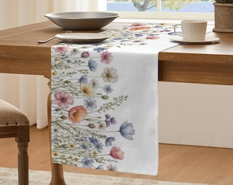 Spring Field Flowers Table Runner, Easter Table Decor, Housewarming Gift, Boho