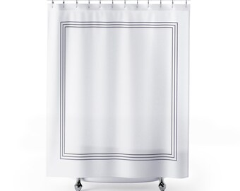 Custom Color Border Shower Curtain, PRINTED, Minimalist Bathroom Decor