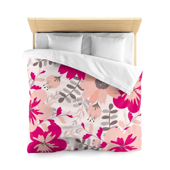 Hot Pink Floral Duvet Cover Or Comforter Bedroom Shams Etsy