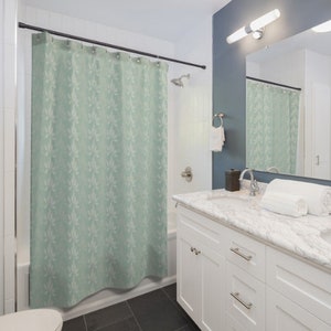 Sage Green and Grey Shower Curtain - 71 X 74 Inches, Christmas, Green ...