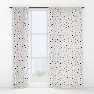 Colorful Dots Window curtains, Kids, Single or Double Panel, 50"x84" each, Bedroom, Decor, Style, Nursery, Gift, Designer, Abstract, Classic