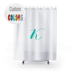 Custom Monogram and Color Shower Curtain -  71&quot; by 74&quot; Home, Decor, Bathroom, Dorm, Girl, Christmas, Gift, Initials, Letter, Elegant, Colors