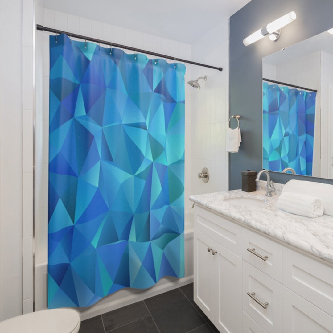 Blue and Aqua Shower Curtain 71 by 74 Etsy