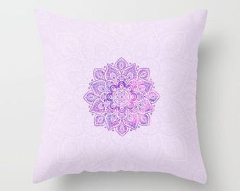 Decorative Throw Pillow Cover - Different sizes, Inserts, Indoors, Outdoors, Boho, Hippie, Gift, Christmas, Mandala, Pink, Purple, Girl