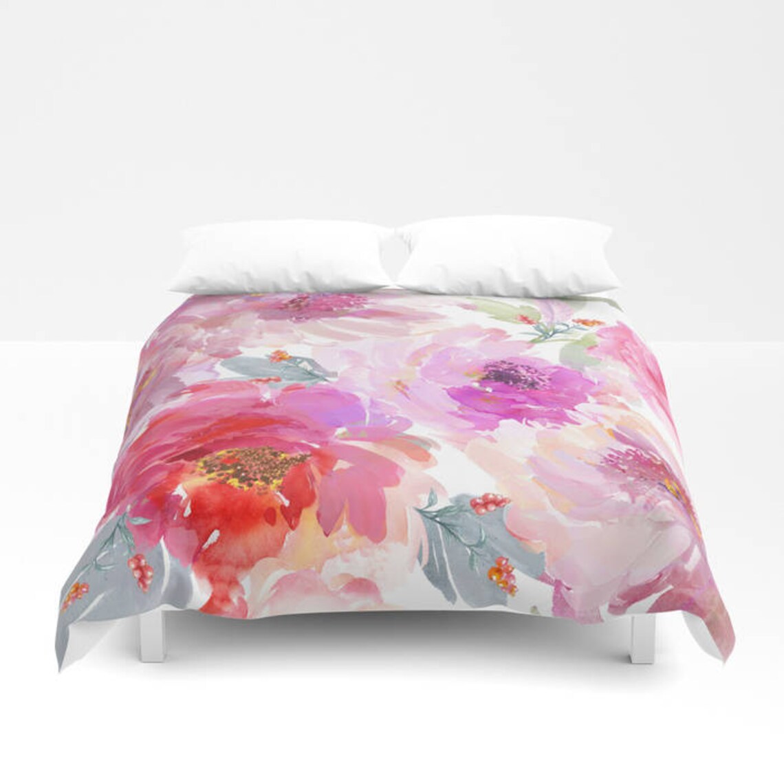 Purple and Pink Duvet Cover or Comforter Floral Flowers Etsy