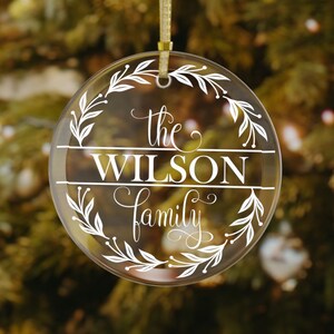 Personalized Clear Glass Ornament, Custom Family Name Tree Ornament ...