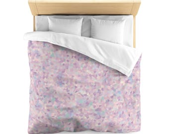 Pink Lavender Abstract Duvet Cover, Pastel Boho Bedroom Decor