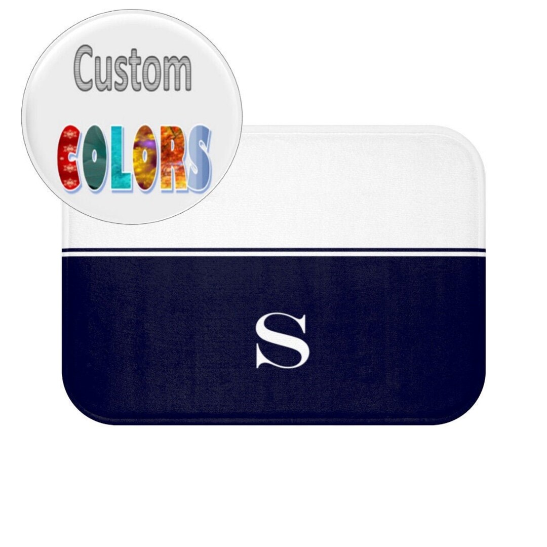 Custom Monogram Bath Mat Personalized Color Two Sizes Etsy