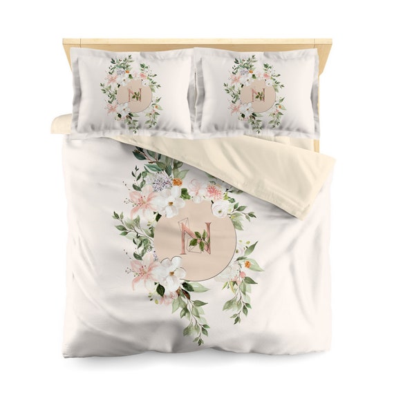 Pattern Purple and Violet Abstract Leaves Duvet Cover or Comforter Girl Bedroom Gift Shams Dorm Watercolor Lavender Boho Christmas