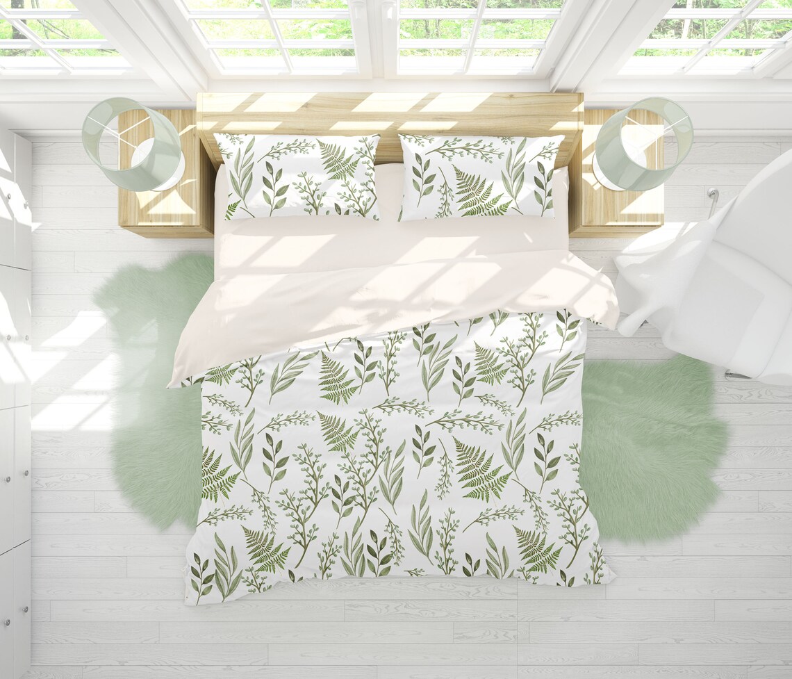 Ferns and Herbs in Sage Green Duvet Cover or Comforter For Etsy