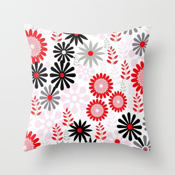 Floral Accent Indoor Geometric Coral Red Double-sided Outdoor Pattern Black and Grey Mix /& Match Decorative Throw Pillow Cover Gift