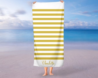 Personalized Beach Towel Cotton Polyester Custom Colors Name Bridal Shower Gift Boho Wedding Honeymoon Gift Boy Girl Stripes Bachelorette