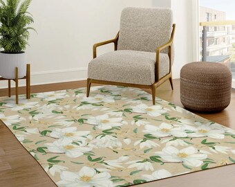 ALAZA Scenery Flower Butterfly Floral Print Area Rug Rugs for Living Room Bedroom 5'3x4'