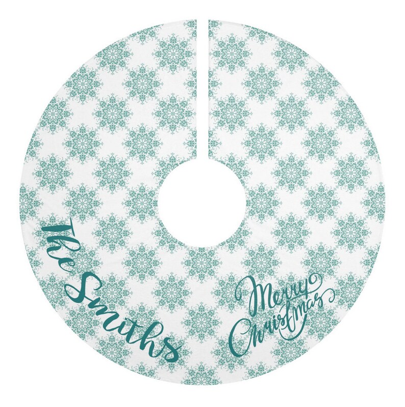 Decor Custom Christmas Tree Skirt Seasonal Family Name Fleece Kids Holidays Snowflakes Personalized Year First Christmas Gift 44
