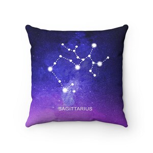 Sagittarius Constellation Throw Pillow Cover, Purple Galaxy Decor