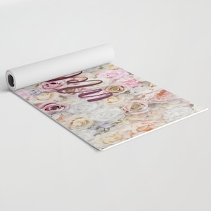 Custom Name Floral Yoga Mat, Personalized Pilates Exercise Mat