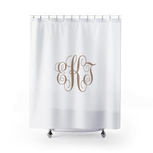 Custom Monogram Shower Curtain, Boho Bathroom Decor (71x74 inch)