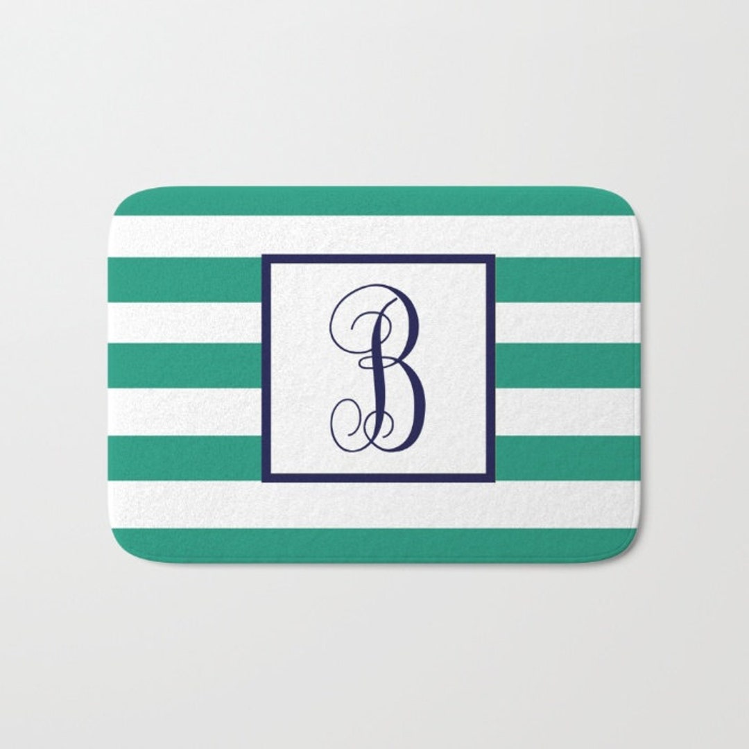 Custom Monogram Bath Mat Name Initials Color Family Etsy
