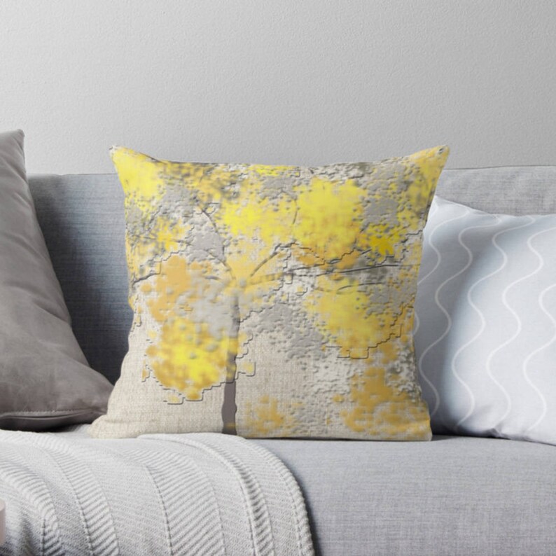 Yellow Grey Decorative Throw Pillow Cover Mix and Match Etsy