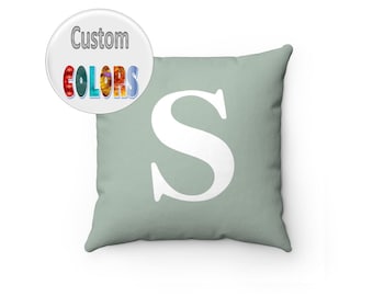 Custom Initial and Colors Throw Pillow Cover, Big Block Letter, Monogrammed Dorm Decor