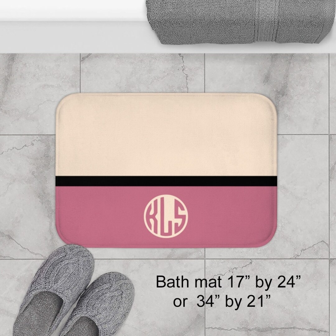 Custom Monogram Bath Mat Personalized Custom Colors Gift Etsy