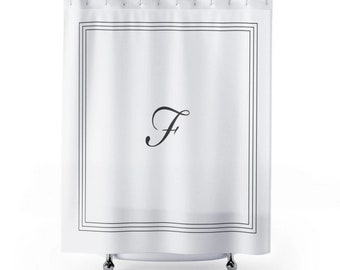 Custom Monogram Shower Curtain, Personalized Bathroom Decor (71x74 inches)