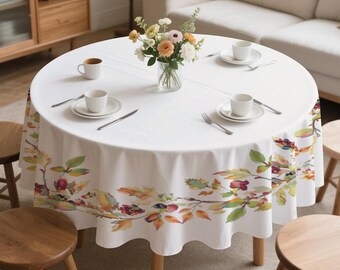 Autumn Leaves Tablecloth, Colorful Fall Table Decor, Thanksgiving Table
