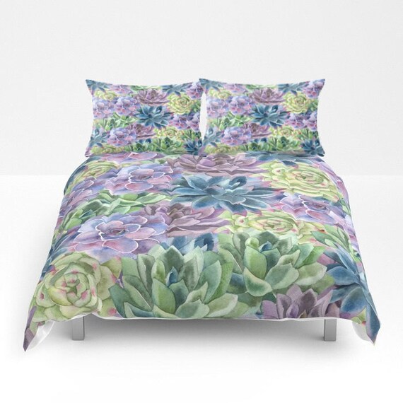 Succulent Petals On Duvet Cover Or Comforter Shams Pattern Etsy