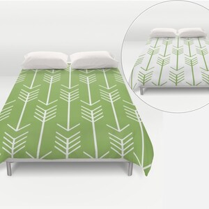 Duvet Cover or Comforter - Custom, Bedroom, Home, Boho, Hippie, Sham, Gift, Christmas, Arrows, Kids, Abstract, Pattern, White, Green, Tribal