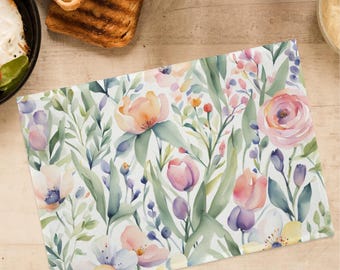 Spring Flowers Easter Placemat, Pack of 4, 6 or 8 Items, Watercolor, Easter Table Decor