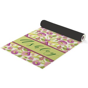 Personalized Floral Yoga Mat, Custom Name Exercise Mat