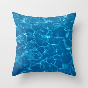 Decorative Throw Pillow Cover - Different sizes, With or Without Inserts, Indoors, Outdoors, Turquoise, Abstract, Blue, Water, Reflections