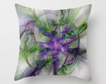 Purple and Green Abstract Throw Pillow Cover, Double-Sided Print, Summer Home Refresh
